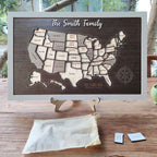 Personalized USA States Puzzle Map(Black Oak)