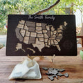 Personalized USA States Puzzle Map(Black Oak)