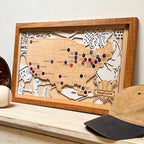 Personalized MLB Stadium Tracker Map with Team Pins