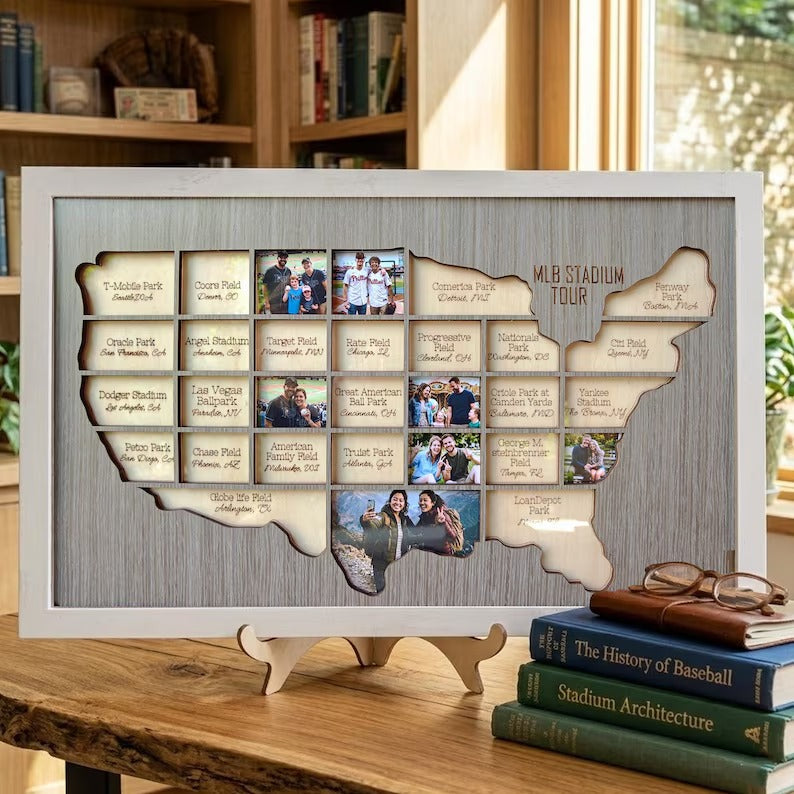 Personalized Baseball Stadium Map Photo Frame