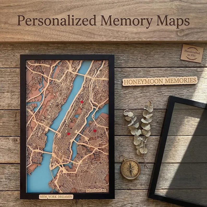 Wooden City Map - Manhatta