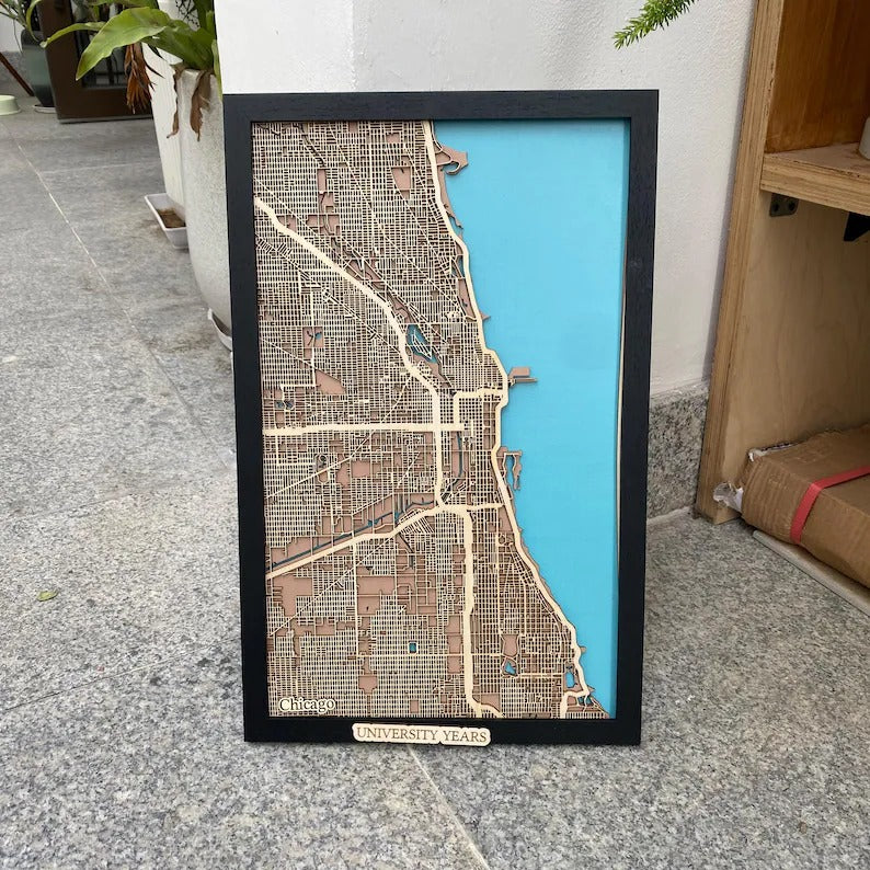 Wooden City Map - Chicago