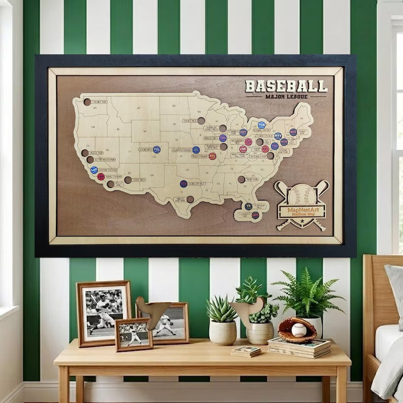 Personalized Baseball Stadium Map | Father's Day Gift for Sports Fans