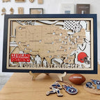 Football Stadium Map Tracker, Custom Wood Art