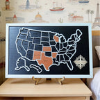 Personalized 50 States USA Travel Map - Custom Color Backboard