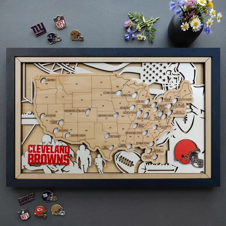 Football Stadium Map Tracker, Personalized Gifts