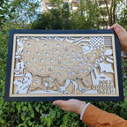 Personalized Golf Course Tracker Map – Natural Wood Background