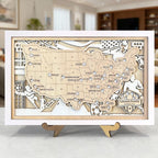 Personalized Soccer Stadium Tracker Map with Nameplate – Natural Wood Background
