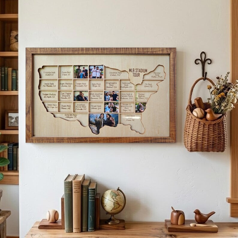 Personalized Baseball Stadium Map Photo Frame