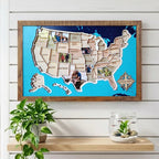 Personalized USA Photo Travel Map - Dark Blue