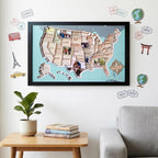 Personalized USA Photo Travel Map - Light Blue