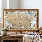 Personalized Wooden MLB Stadium Map with Colorful MLB Team Logo Pins