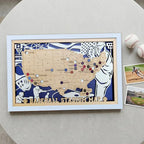 Custom Team Color Wooden MLB Stadium Map with Team Pins