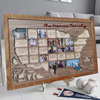 Personalized MLB Stadium Map Photo Frame(3D Raised Lettering)