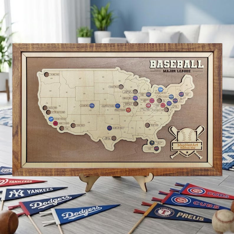 Personalized Baseball Stadium Map | Father's Day Gift for Sports Fans