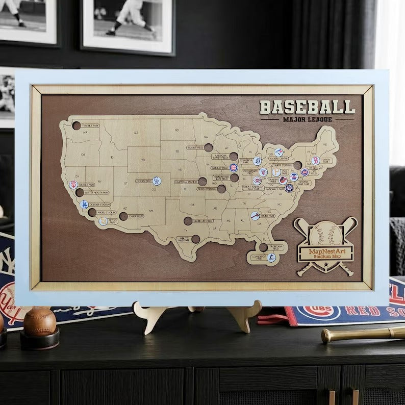 Personalized Baseball Stadium Map | Retirement Gifts