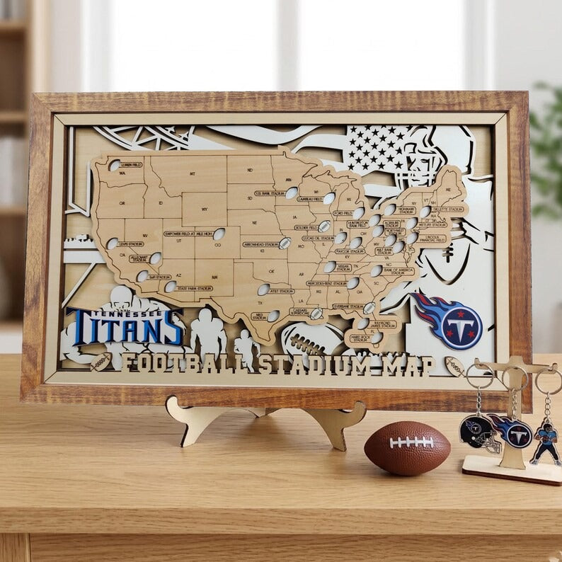 Football Stadium Map Tracker, Custom Wood Art
