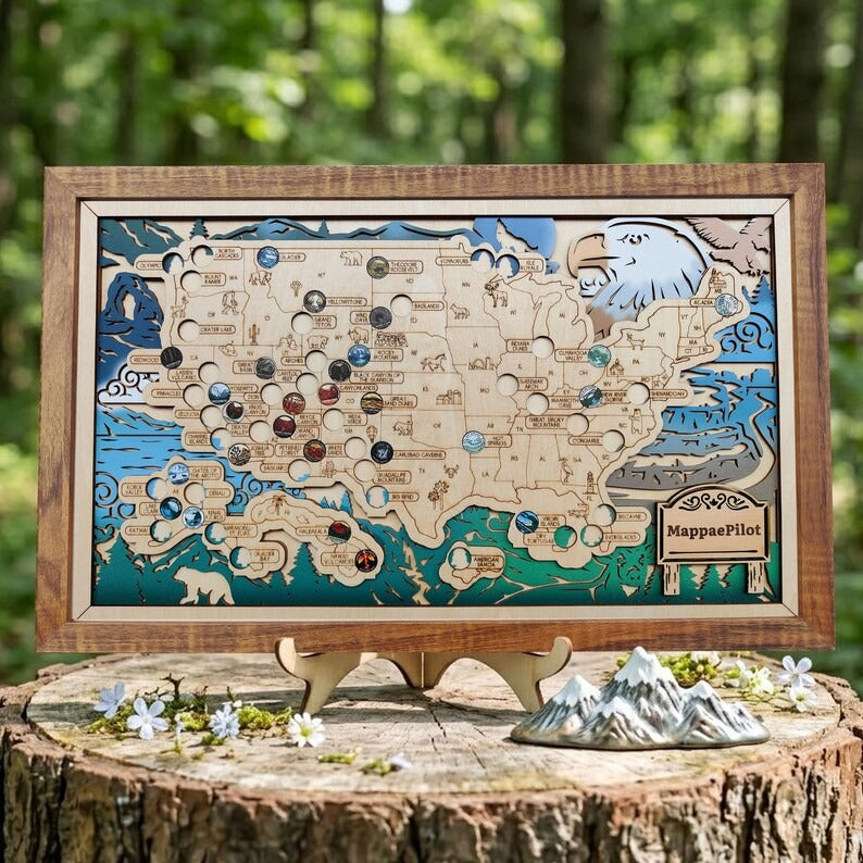 National Park Travel Map - 63 Parks Push Pin Map(Eagle)