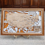 Football Baseball Stadium Map, Wood NFL Stadium Tracker