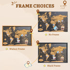 Premium Framed Wooden World Map Wall Art