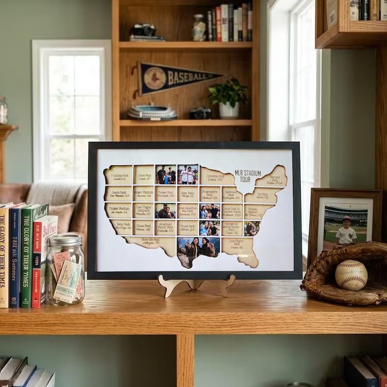 Personalized Baseball Stadium Map Photo Frame