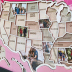 Personalized USA Photo Travel Map - Pink