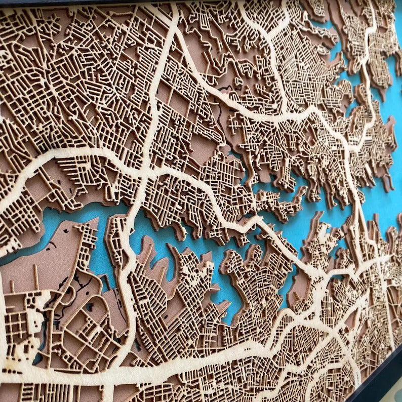 Wooden City Map - Sydney