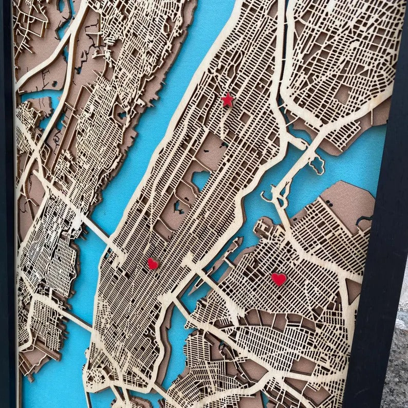 Wooden City Map - Manhatta