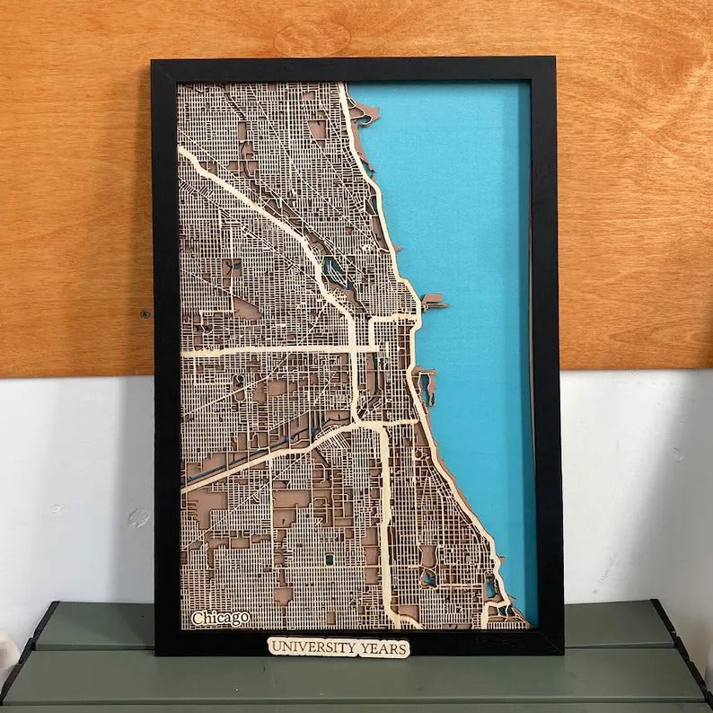 Wooden City Map - Chicago