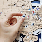 3D Wooden Football Stadium Map | NFL Bucket List Travel Tracker