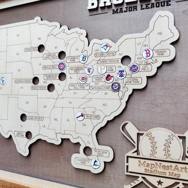 Personalized Baseball Stadium Map | Retirement Gifts