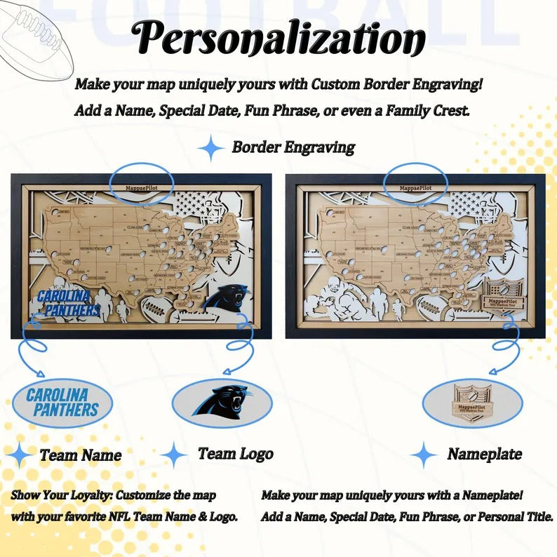 Football Stadium Map Tracker, Personalized Gifts