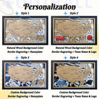 Football Baseball Stadium Map, Wood NFL Stadium Tracker