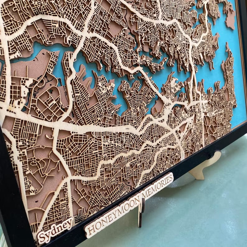 Wooden City Map - Sydney