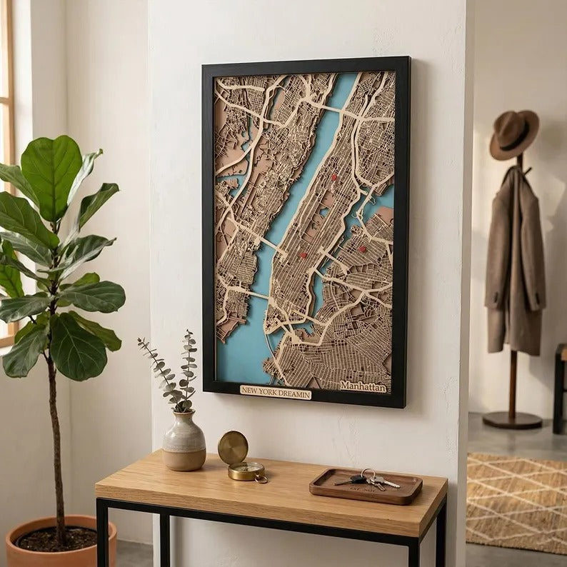 Wooden City Map - Manhatta