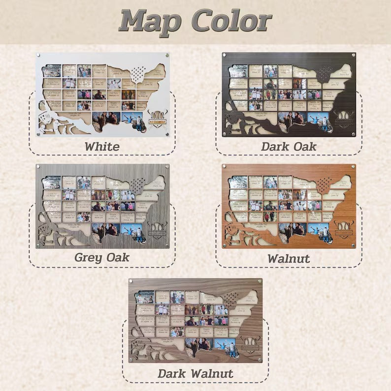 Personalized MLB Stadium Map Photo Frame(Laser Engraved Text)