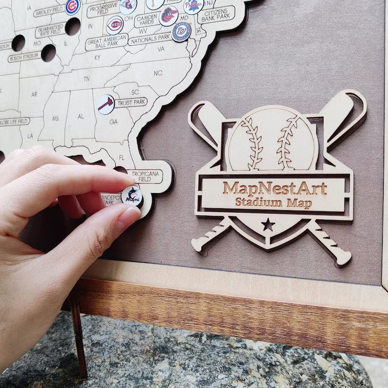 Personalized Baseball Stadium Map | Retirement Gifts