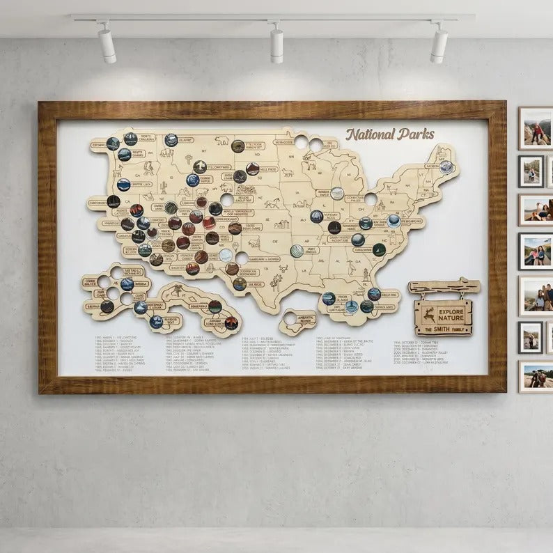 Personalized National Parks Map - Family Trip Gift & Adventure Decor