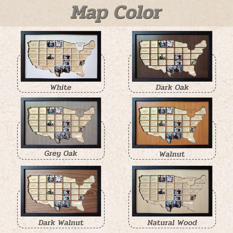 Personalized Baseball Stadium Map Photo Frame