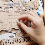 Personalized Wooden MLB Stadium Map with Colorful MLB Team Logo Pins
