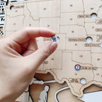Personalized Wooden MLB Stadium Map with Engraved Nameplate & Team Logo Pins