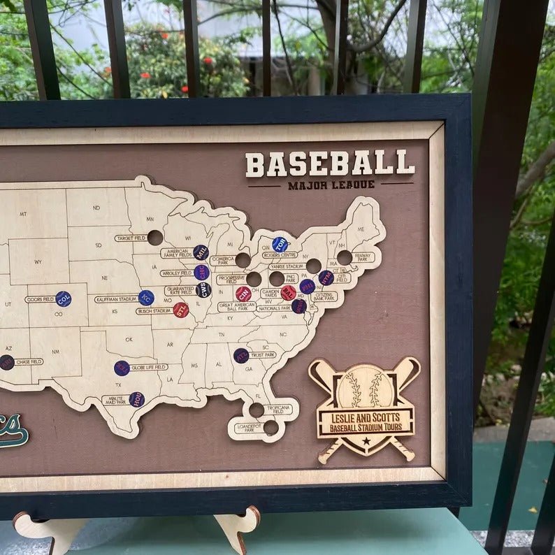 Personalized Baseball Stadium Map | Father's Day Gift for Sports Fans - Mappae Pilot