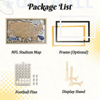 Football Stadium Map Tracker, Custom Wood Art
