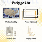 Football Baseball Stadium Map, Wood NFL Stadium Tracker