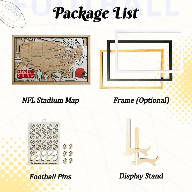 Football Stadium Map Tracker, Personalized Gifts