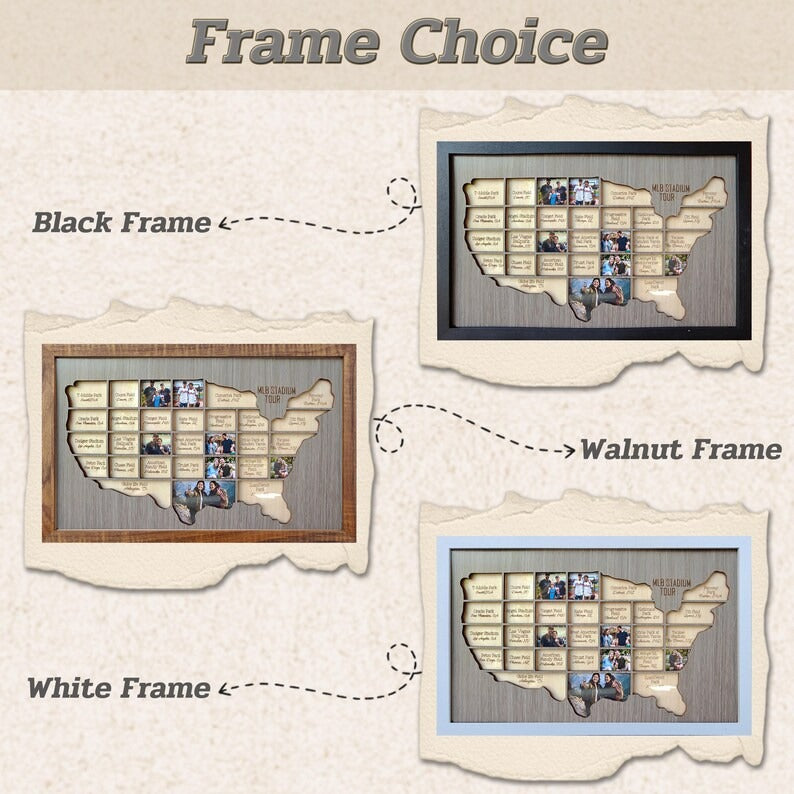 Personalized Baseball Stadium Map Photo Frame