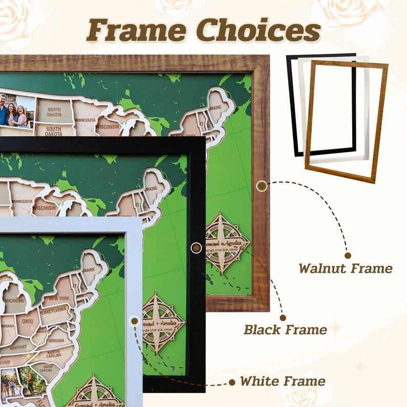 Personalized USA Photo Travel Map - Green