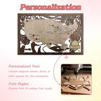 3D Cutout Wooden MLB Stadium Map with Engraved Nameplate & Team Logo Pins