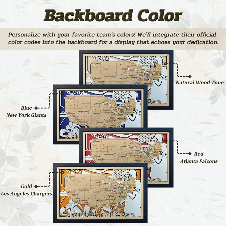 3D Wooden Football Stadium Map | NFL Bucket List Travel Tracker