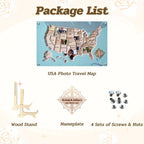 Personalized USA Photo Travel Map - Light Blue